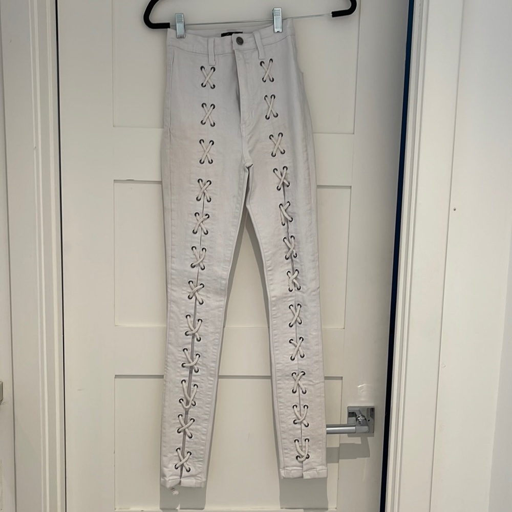 White XS lace up jeans